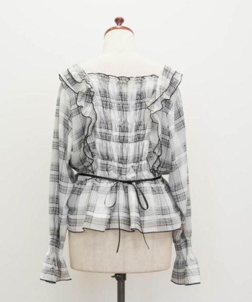 チェック柄フリルブラウス（シャツ/ブラウス）｜CLETTE（クレット）