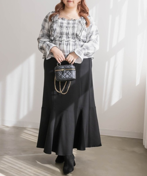 チェック柄フリルブラウス（シャツ/ブラウス）｜CLETTE（クレット）