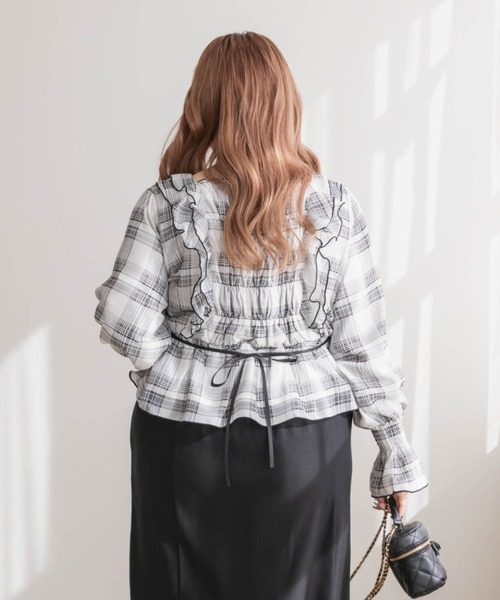 チェック柄フリルブラウス（シャツ/ブラウス）｜CLETTE（クレット）