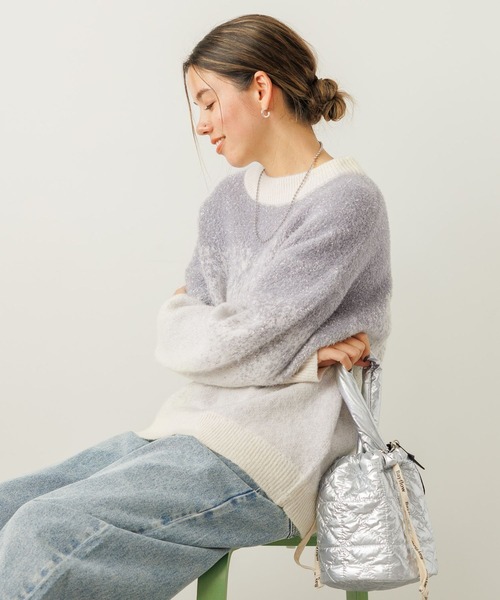 BAYFLOW（ベイフロー）の「グラデーションラメニットプルオーバー（ニット/セーター・レディース・パープル/グレー/オフホワイト・FREE）」の2枚目の写真