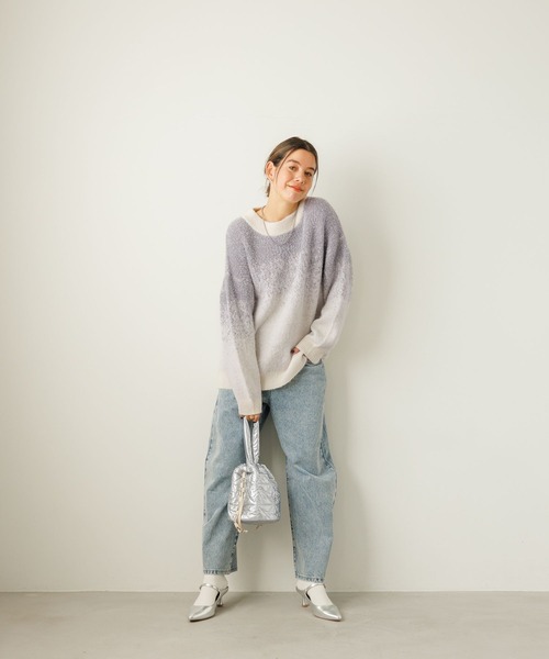 BAYFLOW（ベイフロー）の「グラデーションラメニットプルオーバー（ニット/セーター・レディース・パープル/グレー/オフホワイト・FREE）」の16枚目の写真