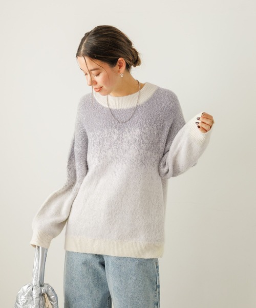 BAYFLOW（ベイフロー）の「グラデーションラメニットプルオーバー（ニット/セーター・レディース・パープル/グレー/オフホワイト・FREE）」の19枚目の写真