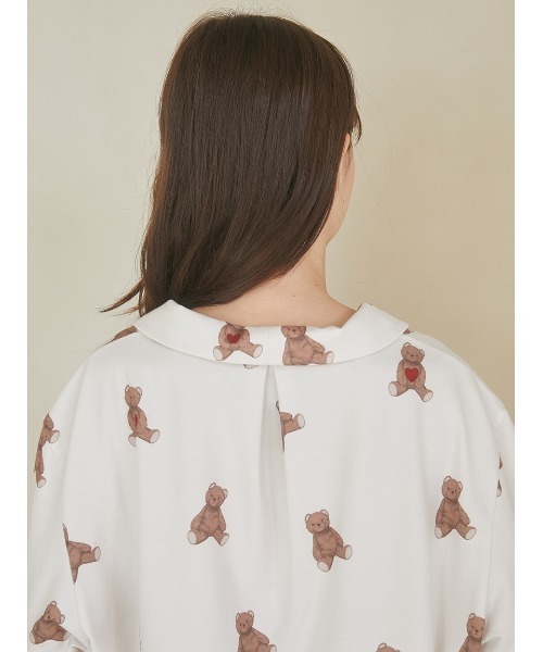 Valentine インレイハートベア柄シャツ ロングパンツセット Valentine インレイハートベア柄シャツ ロングパンツセット