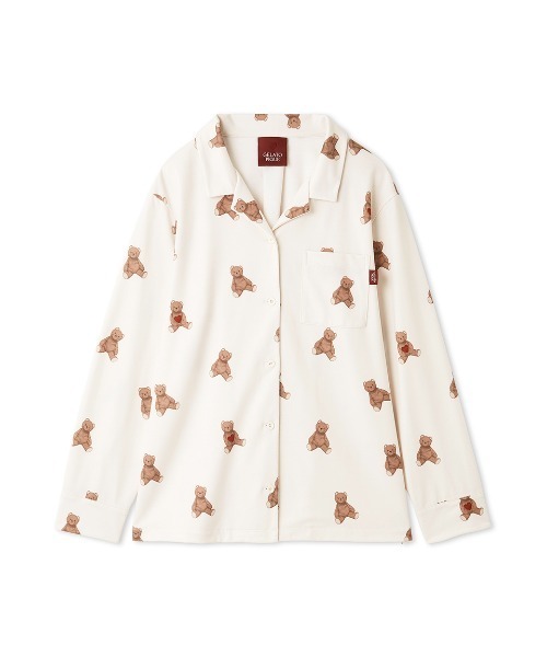 Valentine インレイハートベア柄シャツ ロングパンツセット Valentine インレイハートベア柄シャツ ロングパンツセット