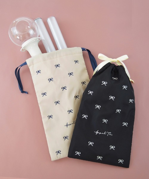 リボン 刺繍 ナイロン ペンライト 巾着 ポーチ ペンライトケース 推し