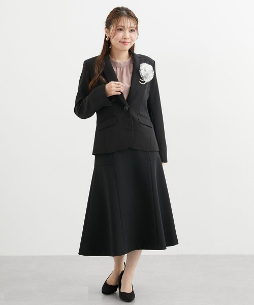 Petitjo(プッチージョ)の「小さいサイズ ダブルクロスフレアスカート 低身長さん・小柄女性(スーツセット・レディース・ブラック/ベージュ・PSS/PS/PM/PL)」の5枚目の写真