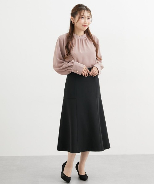 Petitjo(プッチージョ)の「小さいサイズ ダブルクロスフレアスカート 低身長さん・小柄女性(スーツセット・レディース・ブラック/ベージュ・PSS/PS/PM/PL)」の6枚目の写真