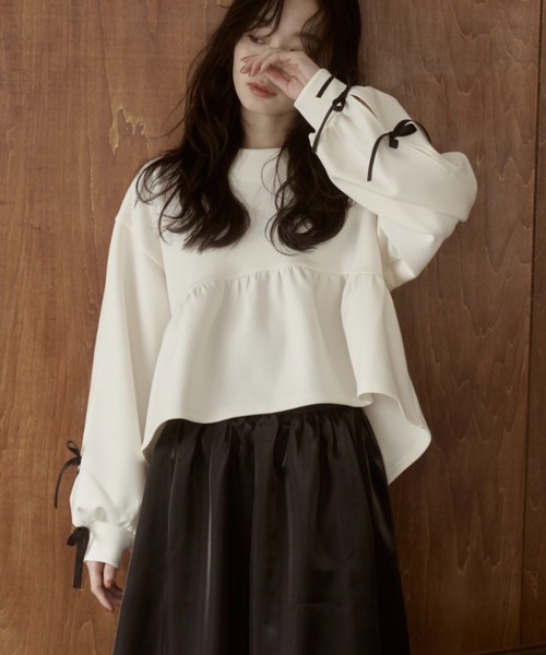 moi tytto（モイテュット）の「袖リボンチュニック（Tシャツ/カットソー・レディース・その他/ブラウン/ナチュラル・FREE）」の3枚目の写真