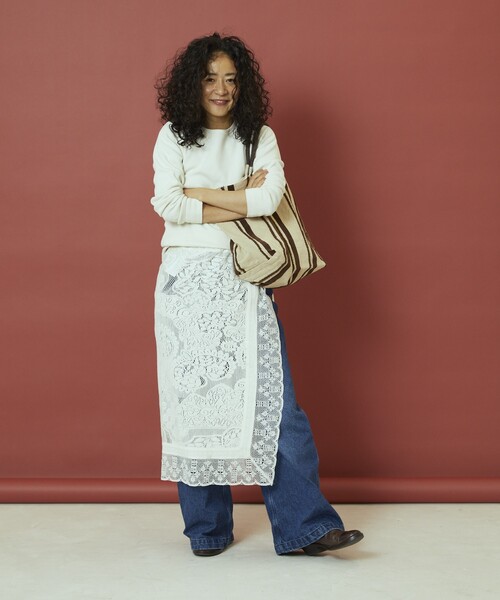Freada（フリーダ）の「beej/ビージ Embroidery & Flocky Big tote bag/刺繍 フロッキー プリント ビッグトートバッグ　限定展開（トートバッグ・レディース・ブラウン/グリーン・ONE SIZE）」の14枚目の写真