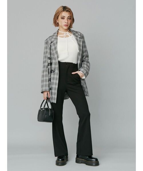 EVRIS(エヴリス)の「リブフレアパンツ(その他パンツ・レディース・グレー/ブラック・MEDIUM/SMALL)」の3枚目の写真