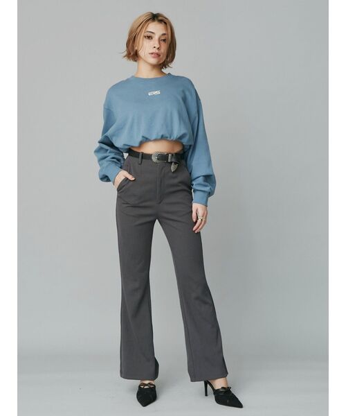 EVRIS(エヴリス)の「リブフレアパンツ(その他パンツ・レディース・グレー/ブラック・MEDIUM/SMALL)」の5枚目の写真