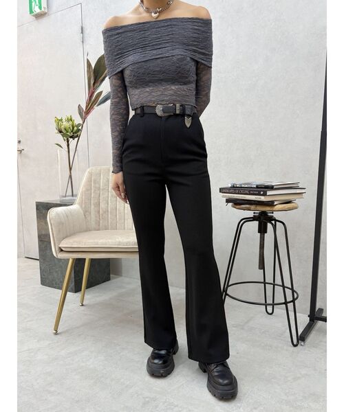EVRIS(エヴリス)の「リブフレアパンツ(その他パンツ・レディース・グレー/ブラック・MEDIUM/SMALL)」の13枚目の写真