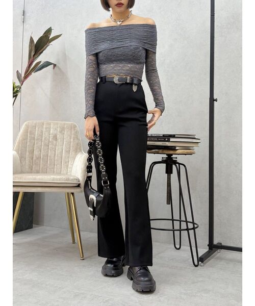 EVRIS(エヴリス)の「リブフレアパンツ(その他パンツ・レディース・グレー/ブラック・MEDIUM/SMALL)」の14枚目の写真