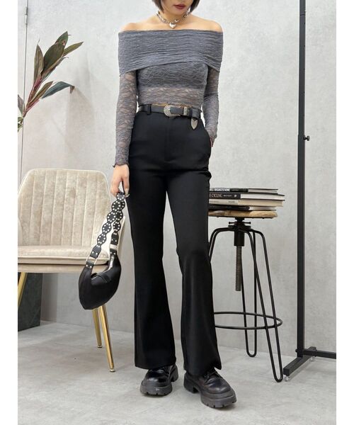 EVRIS(エヴリス)の「リブフレアパンツ(その他パンツ・レディース・グレー/ブラック・MEDIUM/SMALL)」の15枚目の写真