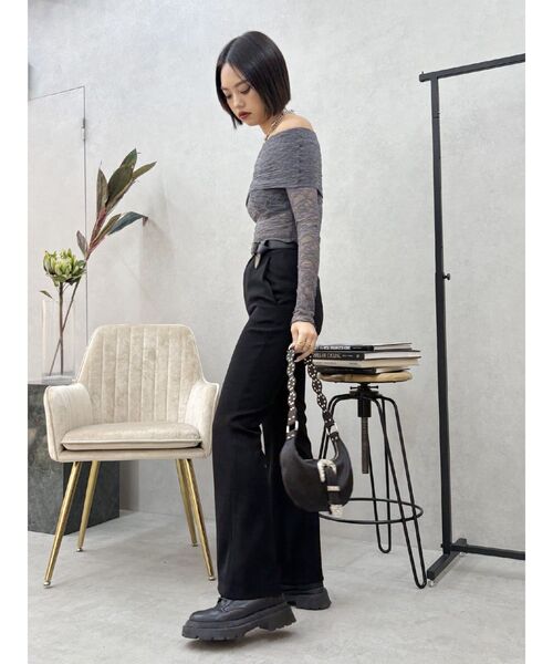 EVRIS(エヴリス)の「リブフレアパンツ(その他パンツ・レディース・グレー/ブラック・MEDIUM/SMALL)」の16枚目の写真