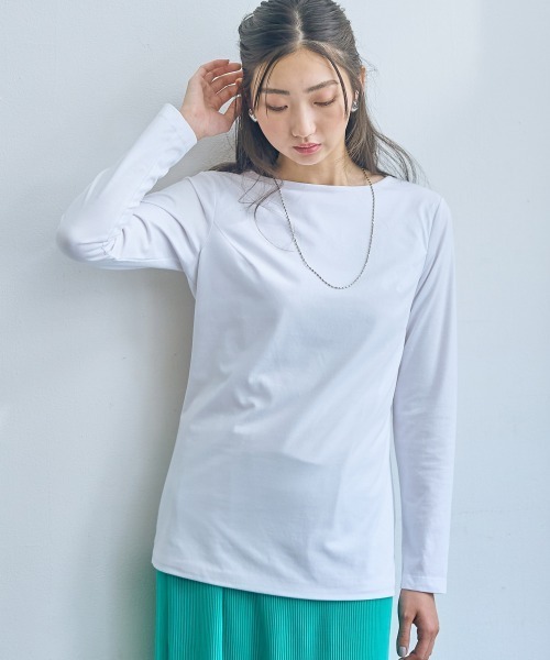 セール】高身長 透けにくい前身2枚重ねきれいめ長袖カットソー（トール
