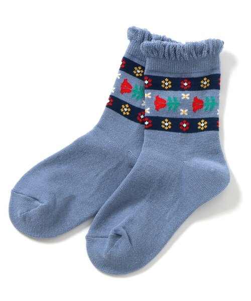 Ampersand（アンパサンド）の「お花　ソックス（ソックス/靴下・キッズ・グレー/ピンク/ブルー/アイボリー・15 /18/21）」の2枚目の写真