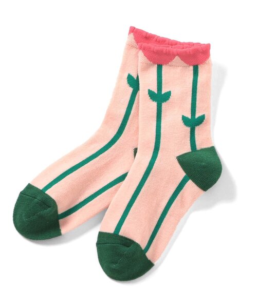 Ampersand（アンパサンド）の「お花　ソックス（ソックス/靴下・キッズ・グレー/ピンク/ブルー/アイボリー・15 /18/21）」の4枚目の写真