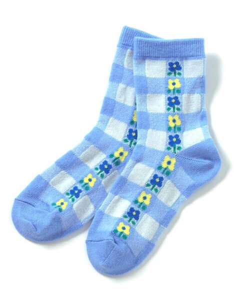 Ampersand（アンパサンド）の「お花　ソックス（ソックス/靴下・キッズ・グレー/ピンク/ブルー/アイボリー・15 /18/21）」の3枚目の写真