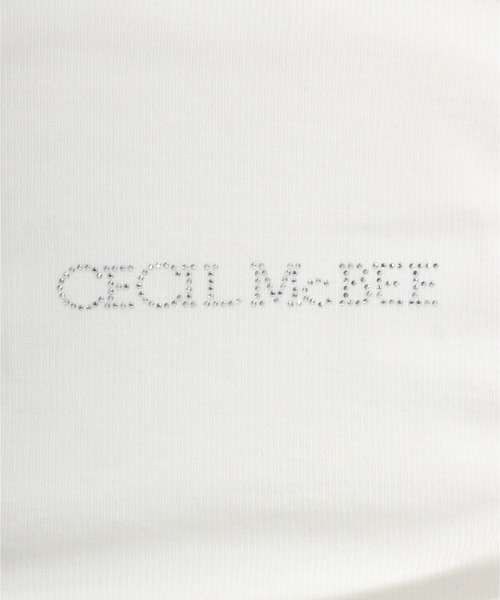 CECIL McBEE（セシルマクビー）の「CECIL McBEE（セシルマクビー）ギャザードロストリボン ラインストーンロゴリブニットロンT レディース/長袖（Tシャツ/カットソー・レディース・オフホワイト/ブラック・M/L）」の18枚目の写真
