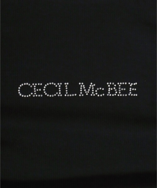 CECIL McBEE（セシルマクビー）の「CECIL McBEE（セシルマクビー）ギャザードロストリボン ラインストーンロゴリブニットロンT レディース/長袖（Tシャツ/カットソー・レディース・オフホワイト/ブラック・M/L）」の21枚目の写真