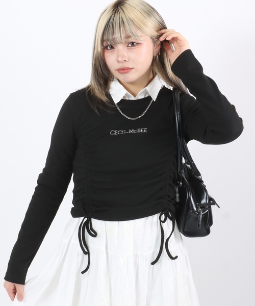 CECIL McBEE ブラック長袖Tシャツ 楽天市場】セシルマクビー（カラーブラック）（Tシャツ