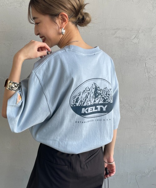 KELTY（ケルティ）の「[KELTY/ケルティ] 別注 マウンテンロゴ バックプリントTシャツ（Tシャツ/カットソー・レディース・サックスブルー/アッシュグレー/ホワイト/スミクロ/ネイビー・XS/S/M/L）」の5枚目の写真