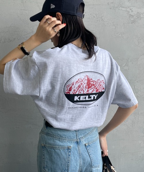 KELTY（ケルティ）の「[KELTY/ケルティ] 別注 マウンテンロゴ バックプリントTシャツ（Tシャツ/カットソー・レディース・サックスブルー/アッシュグレー/ホワイト/スミクロ/ネイビー・XS/S/M/L）」の4枚目の写真
