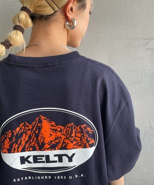 KELTY（ケルティ）の「[KELTY/ケルティ] 別注 マウンテンロゴ バックプリントTシャツ（Tシャツ/カットソー・レディース・サックスブルー/アッシュグレー/ホワイト/スミクロ/ネイビー・XS/S/M/L）」の8枚目の写真