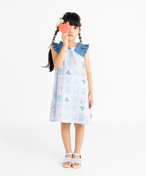 nino スクエアCATワンピース　WONDERAPARTMENT スクエアCATプリントワンピース（ワンピース）｜nino（ニノ