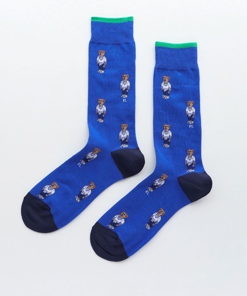 POLO RALPH LAUREN(ポロ ラルフ ローレン)の「POLO RALPH LAUREN メンズ アスレチックベア総柄 クルーソックス 02012480(ソックス/靴下・メンズ・ブルー系その他/ダークネイビー/ライトグレー・25-27CM)」の1枚目の写真