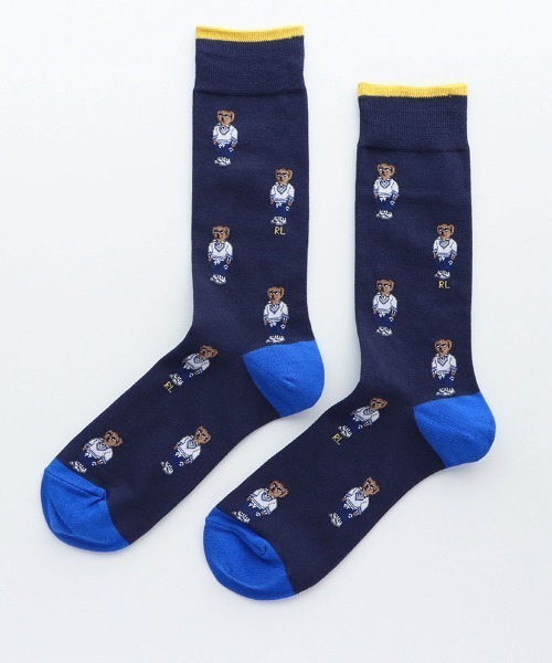 POLO RALPH LAUREN(ポロ ラルフ ローレン)の「POLO RALPH LAUREN メンズ アスレチックベア総柄 クルーソックス 02012480(ソックス/靴下・メンズ・ブルー系その他/ダークネイビー/ライトグレー・25-27CM)」の3枚目の写真