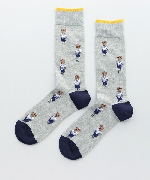 POLO RALPH LAUREN(ポロ ラルフ ローレン)の「POLO RALPH LAUREN メンズ アスレチックベア総柄 クルーソックス 02012480(ソックス/靴下・メンズ・ブルー系その他/ダークネイビー/ライトグレー・25-27CM)」の2枚目の写真