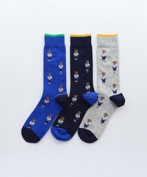 POLO RALPH LAUREN(ポロ ラルフ ローレン)の「POLO RALPH LAUREN メンズ アスレチックベア総柄 クルーソックス 02012480(ソックス/靴下・メンズ・ブルー系その他/ダークネイビー/ライトグレー・25-27CM)」の7枚目の写真