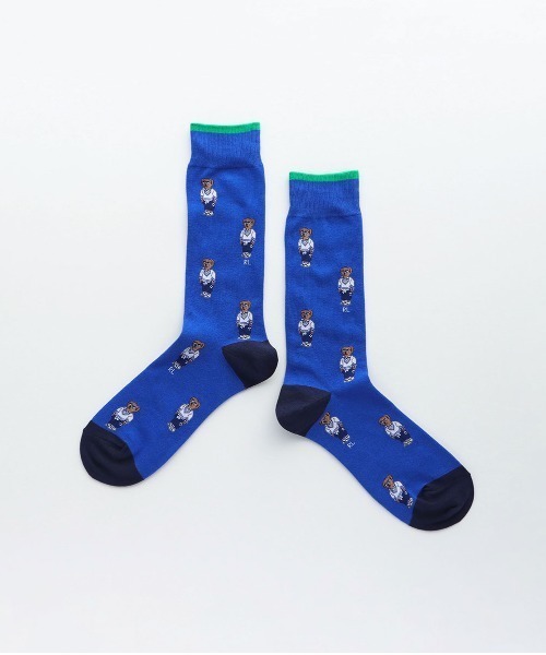 POLO RALPH LAUREN(ポロ ラルフ ローレン)の「POLO RALPH LAUREN メンズ アスレチックベア総柄 クルーソックス 02012480(ソックス/靴下・メンズ・ブルー系その他/ダークネイビー/ライトグレー・25-27CM)」の5枚目の写真
