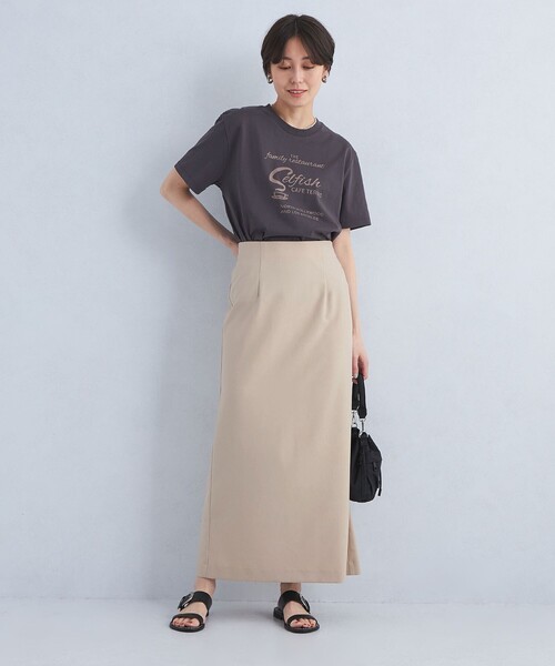 PROTAGONISTA（プロタゴニスタ）の「【別注】＜PROTAGONISTA＞ロゴ タイト スカート（スカート・レディース・ベージュ/グレー・FREE）」の4枚目の写真