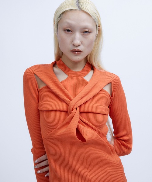 THINGS THAT MATTER(シングス ザット マター)の「TWIST KNIT TOPS / ツイストニットトップス(その他トップス・レディース・ブラック/ミント/アイボリー/オレンジ・FREE)」の9枚目の写真