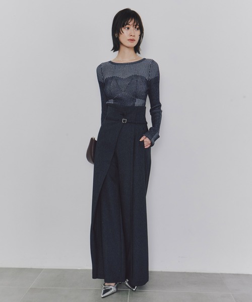 UNITED TOKYO（ユナイテッドトウキョウ）の「【シリーズ累計販売数21,000本突破！】HAKAMAラップワイドパンツ｜細見え/ウォッシャブル/防シワ/ストレッチ/オフィスカジュアル/秋服（その他パンツ・レディース・インディゴブルー/ダークグレー/ライトグリーン/ベージュ/ブラウン/ブラック/グレー系その他/ブルー系その他/グレー/ブラック系その他2・2/4/3/1）」の10枚目の写真