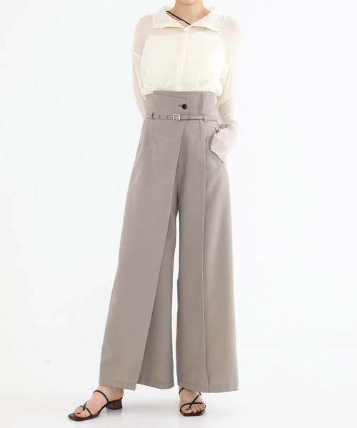 UNITED TOKYO（ユナイテッドトウキョウ）の「【シリーズ累計販売数21,000本突破！】HAKAMAラップワイドパンツ｜細見え/ウォッシャブル/防シワ/ストレッチ/オフィスカジュアル/秋服（その他パンツ・レディース・インディゴブルー/ダークグレー/ライトグリーン/ベージュ/ブラウン/ブラック/グレー系その他/ブルー系その他/グレー/ブラック系その他2・2/4/3/1）」の13枚目の写真