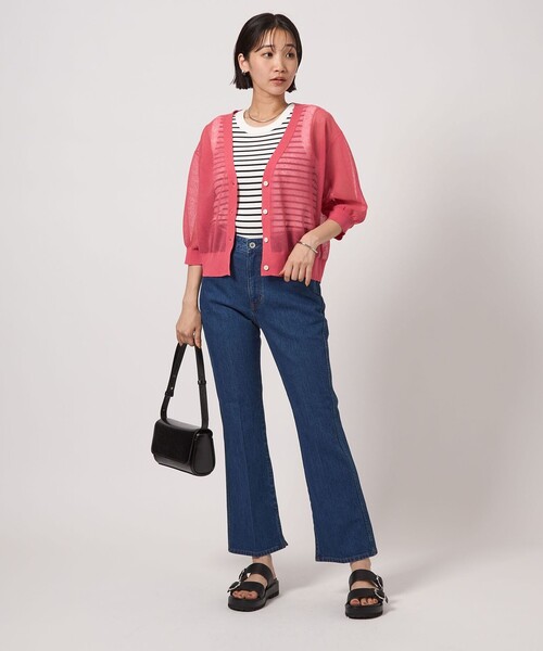green label relaxing(グリーンレーベルリラクシング)の「シアーエアカーデ -ウォッシャブル-(カーディガン/ボレロ・レディース・ブラック/ブラウン/ターコイズブルー/ナチュラル/ピンク・FREE)」の8枚目の写真