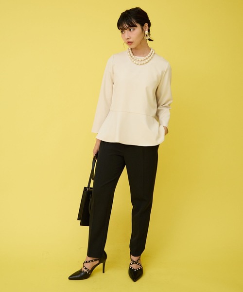 JETSET SOLO PLUS (ジェットセットソロプラス)の「【JETSET SOLO PLUS】Wクロステーパードパンツ(スラックス・レディース・アイボリー/ブラック・38/40)」の17枚目の写真