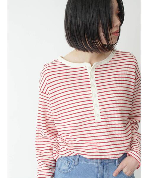 sm2rhythm(サマンサモスモスリズム)の「2wayヘンリーネックプルオーバー(Tシャツ/カットソー・レディース・キナリ/ブラック/レッド・F)」の5枚目の写真