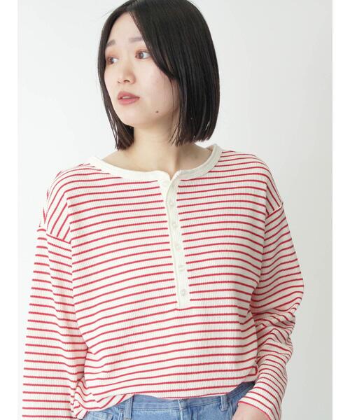 sm2rhythm(サマンサモスモスリズム)の「2wayヘンリーネックプルオーバー(Tシャツ/カットソー・レディース・キナリ/ブラック/レッド・F)」の9枚目の写真