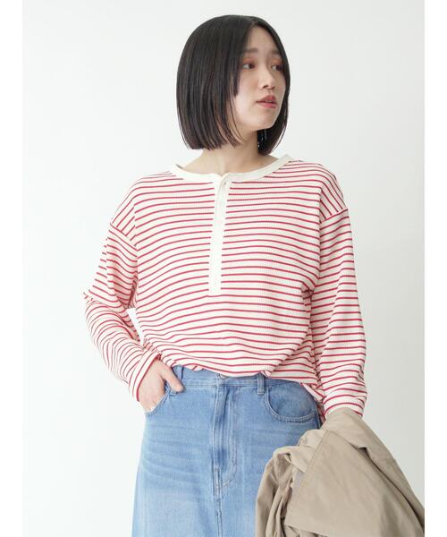 sm2rhythm(サマンサモスモスリズム)の「2wayヘンリーネックプルオーバー(Tシャツ/カットソー・レディース・キナリ/ブラック/レッド・F)」の10枚目の写真