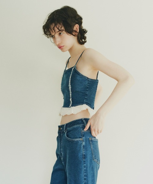 キャミソール cotton frill denim bustier セール】cotton frill denim bustier（キャミソール）｜HONEY MI