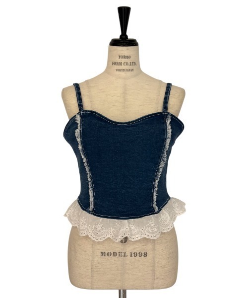 キャミソール cotton frill denim bustier セール】cotton frill denim bustier（キャミソール）｜HONEY MI