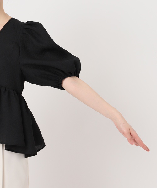 NOBLE★シアーノイズジャガードブラウス 追加》【洗える】シアーノイズジャガードブラウス（シャツ