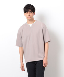 COMME CA ISM | 半袖 フェイクレイヤード キーネックTシャツ(Tシャツ/カットソー)