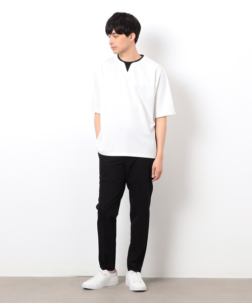 COMME CA ISM(コムサイズム)の「半袖 フェイクレイヤード キーネックTシャツ(Tシャツ/カットソー・メンズ・ホワイト/サックスブルー/ブラック/ベージュ・X-LARGE/LARGE/MEDIUM)」の7枚目の写真