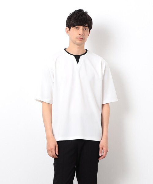COMME CA ISM(コムサイズム)の「半袖 フェイクレイヤード キーネックTシャツ(Tシャツ/カットソー・メンズ・ホワイト/サックスブルー/ブラック/ベージュ・X-LARGE/LARGE/MEDIUM)」の8枚目の写真